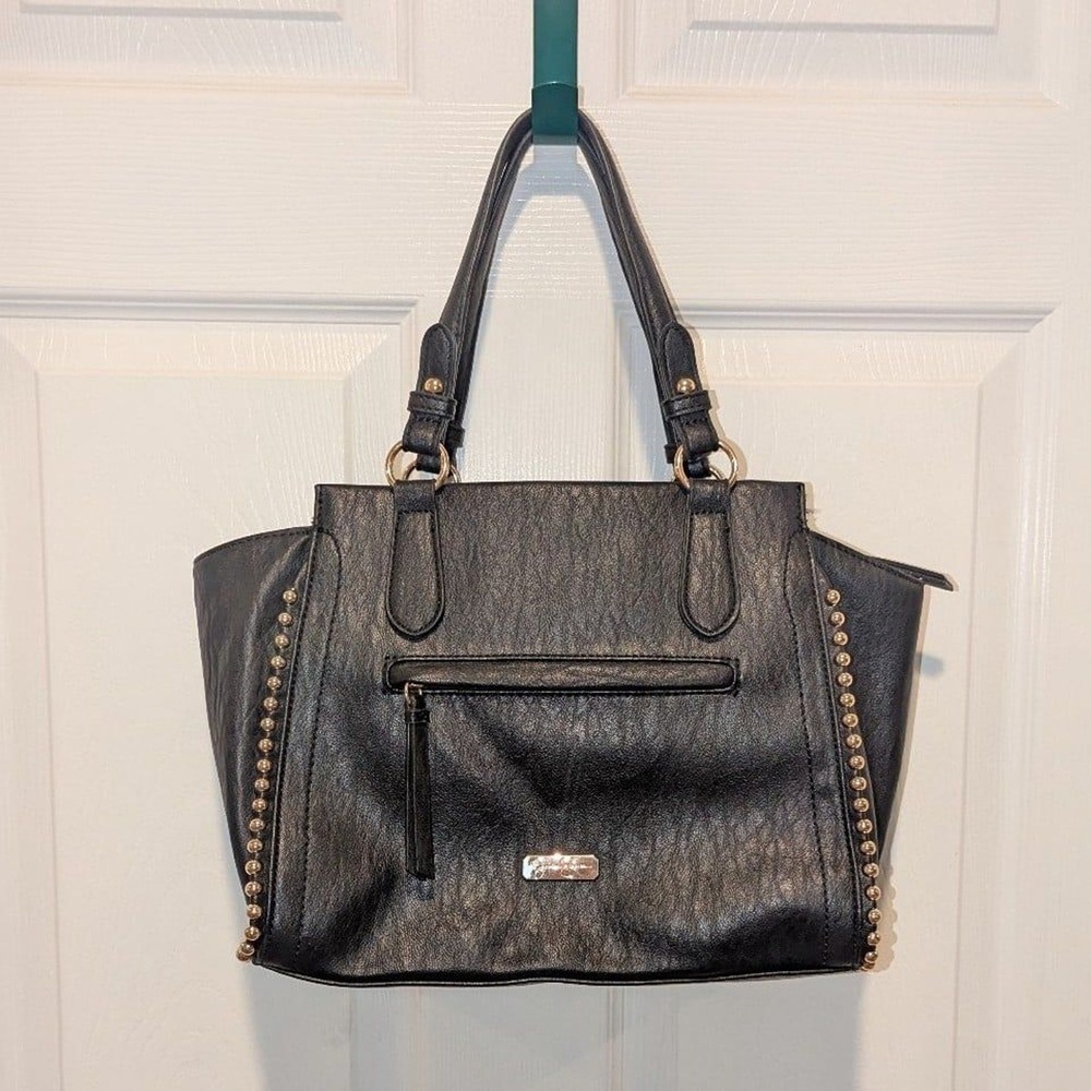 Quiet Luxury Jessica Simpson Studded Black Tote Satchel Crossbody Purse